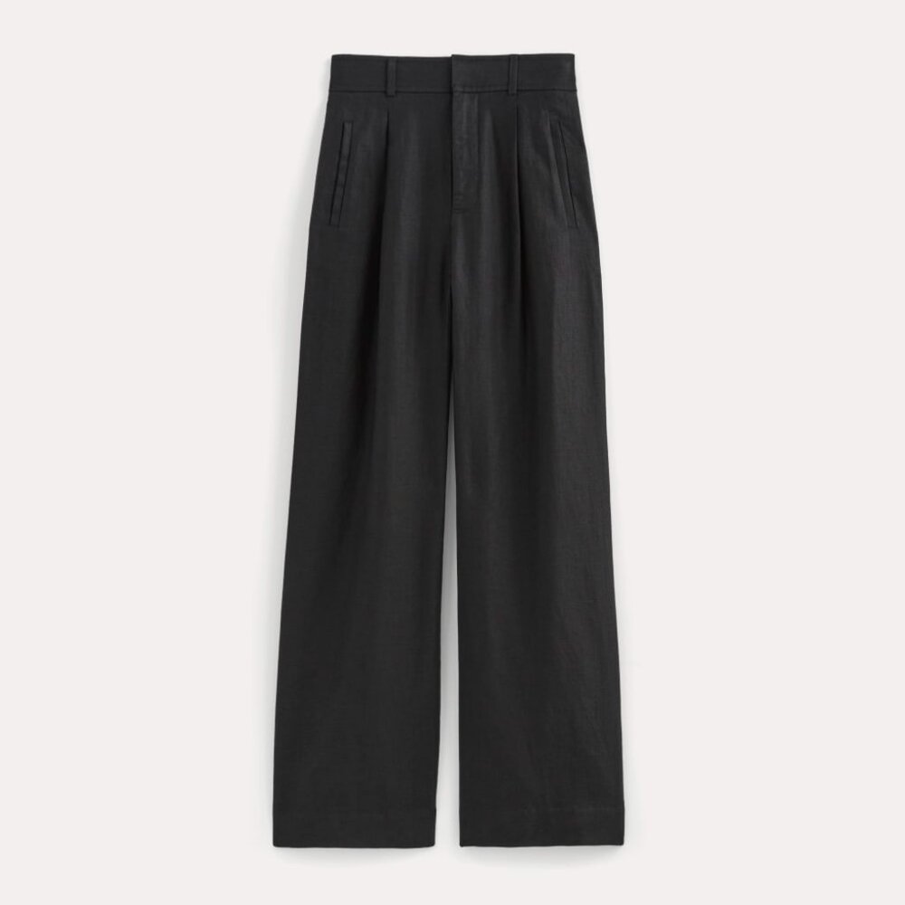 Everlane Women's Linen Way-High® Drape Pant in Black, Size 6, Denim/Linen